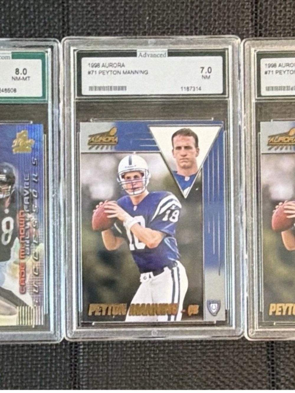 Vintage Football Card Slab Lot - Peyton Manning 1998 Rookie Cards & Brett Favre
